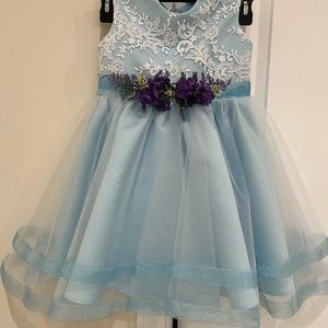 Flower dress for girls blue